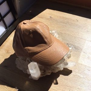 Faux Leather Cap in camel color